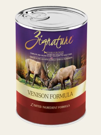 zignature venison canned dog food